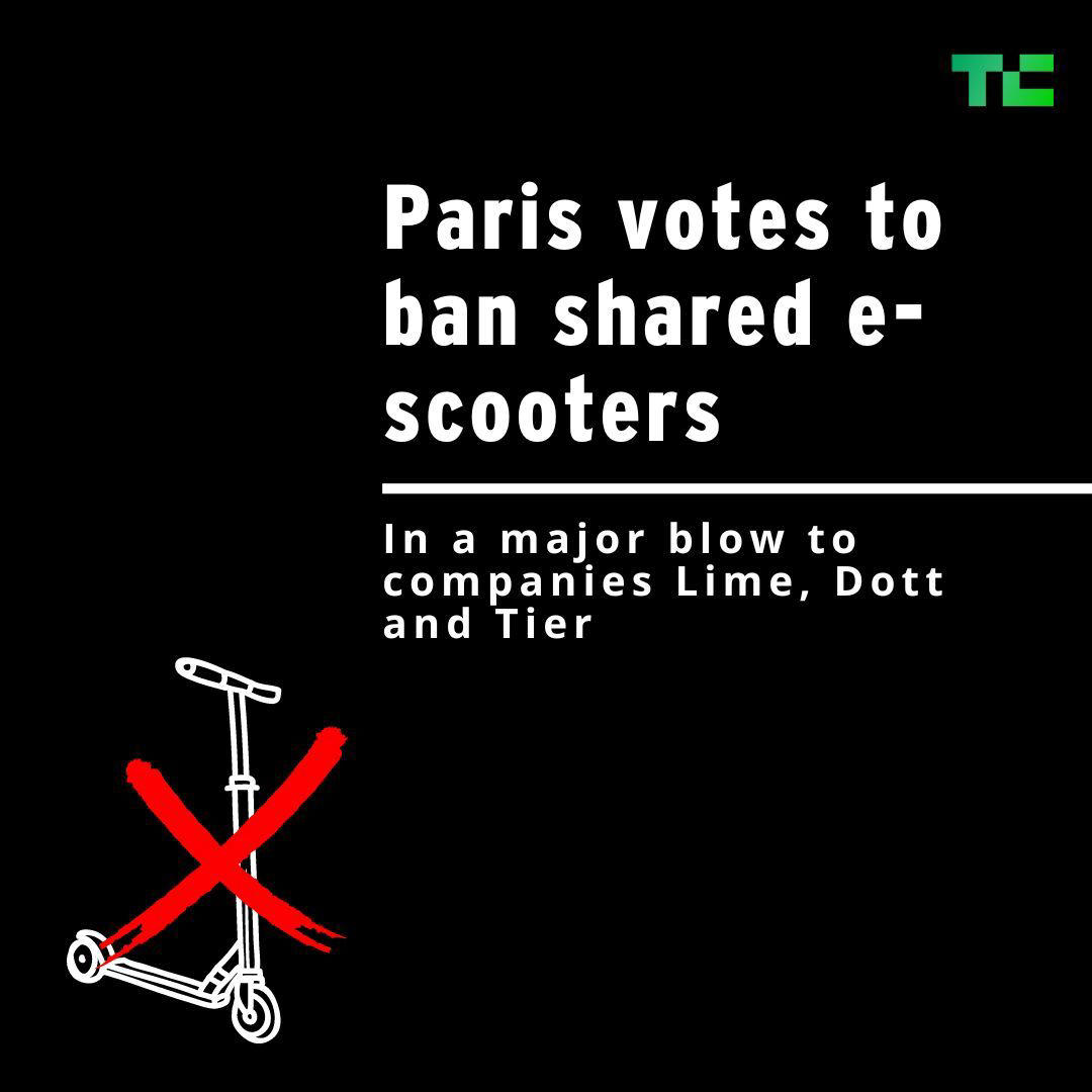 image  1 In a major blow to shared micromobility companies Lime, Dott and Tier, Paris has voted to ban rental